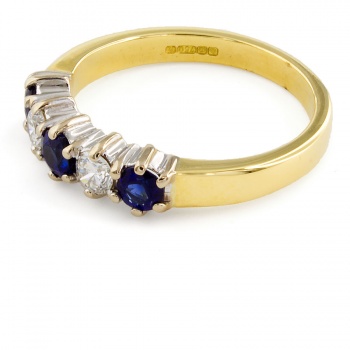 18ct gold Sapphire/Diamond half eternity Ring size K